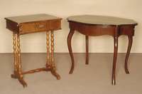 Tisch, deutsch, um 1860, Louis-Philippe, Mahagoni massiv, elegant gebogene Beine, geschwungene Platte mit profilierten Kanten, Gebrauchsspuren, ...