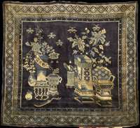 Seltener Pow Tow Antik, China, Naturfarben, 19.Jahrhundert, feine hochwertige glanzreiche Wolle geknüpft auf Baumwolle, ca. 180 x 169 c m (sehr ...