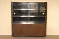 Vielzweckschrank, deutsch, um 1920, ArtDeco, Weichholz massiv und Palisanderfurnier, zweitÜriges Vitrinenteil als SchiebeglastÜren, zwei ...
