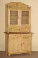 KÜchenaufsatzschrank, deutsch, Unterteil um 1870/80, Oberteil um 1900/05, Zierbelkiefer und Kiefer, Oberteil reiner Jugendstil mit Galerie, ...