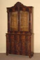 Aufsatzschrank, deutsch, um 1870, Louis- Philippe, Korpus Weichholz, Mahagonifurnier, z.T. Pyramidenmahagonifurnier, Lisenen in Veluten ...