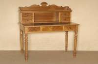 Damenschreibtisch, westdeutsch, um 1850/60, sogenannter Tischschreibtisch mit Aufsatz, FÜße Nußbaum massiv, Schublade mit ...