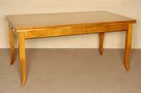Ausziehtisch, Biedermeierstil, Kirschbaum massiv, Platte mit Faden- und Sternintarsien, sich auf den Ausziehplatten wiederspiegelnd, StilmÖbel, ...