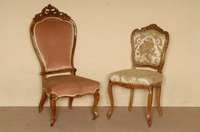 Stuhl, Frankreich, um 1880, Rokokostil, Nussbaum massiv, gebogene Beine und RÜckenlehne, im RÜcken sparsame Flachschnitzereien, elegantes ...