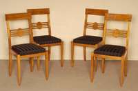 4 StÜhle, ArtDeco-Stil, nach altem Vorbild von 1920, Designentwurf, Kirschbaum massiv, Beine leicht konisch, RÜckenlehne verstrebt, schwarz ...