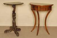Halbmondtisch, im Biedermeierstil, Nußbaum massiv, poliert, nach altem Vorbild von 1820/30, gute Verarbeitung, unter Verwendung alter Teile, ...