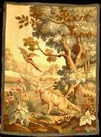 Tapisserie Antik, wohl Frankreich,Naturfarbe n, 17.Jahrhundert, Wolle mit Seide, ca. 226 x 167 cm (sehr seltenes und ausgefallenes Format ), ...