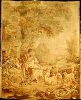 Gobelin Antik, Frankreich, reine Naturfarbe n, wohl 17.Jahrhundert, Wolle mit Seide, ca. 2 30 x 187 cm (seltenes Format), bemerkenswerte sehr feine ...