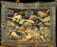 Seltener Pow Tow Antik, China, Naturfarben, 19.Jahrhundert (um 1890/1900), gute feine alt e Wolle geknüpft auf Baumwolle, ca. 190 x 154 cm ...