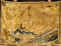 Seltener Peking Antik, China, um 1900, fein e hochwertige glanzreiche Wolle auf Baumwolle, ca. 240 x 167 cm, (seltenes Querformat), SchÄ tzwert: ...