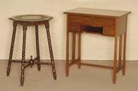 NÄhtischchen, deutsch, um 1905/08, Jugendstil, Nußbaum massiv, Nußbaumfurnier, gute Verarbeitung, Gebrauchsspuren, stiltypisch, altersbedingte ...