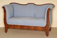 Sofa, DÄnemark, um 1840/50, Gestell Korpus Eiche, Mahagoni, Mahagonifurnier bzw. Buche auf Mahagoni gebeizt, hochgezogene Lehne und Seitenteile, ...