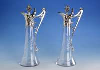 Glaskaraffe WMF um 1898/1902-3, GlaskÖrper nach ursprgl. Vorbild ergÄnzt, Marke, min. Gebr.-sp., reiner Jugendstil, abstrakt, flo- ral, ...