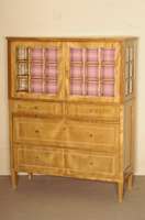 Glasaufsatzkommode, deutsch, um 1920, ArtDeco, Korpus Weichholz, Mahagonifurnier, kirschbaumfarben, auf konischen Beinen, Oberteil mit verglasten ...