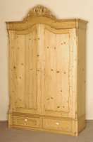 Weichholzschrank, wohl deutsch, um 1860, Louis-Philippe, Tanne massiv, 2 Schubladen, abgeschrÄgte Ecken mit aufgesetzten halbrunden Leisten, 2 ...