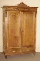 Schrank, deutsch, um 1870, Eiche massiv, zweitÜriges MÖbel, TÜrinlets in Rahmenkonstruktion, Seitenteile mit LÄngsrillendekor und ...