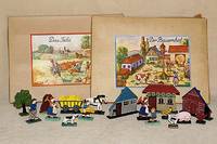 Holzspielzeug, Erzgebirge, 30er Jahre, "Der Bauernhof", unbespielt, im orig. Karton, Teil einer Serie best. aus 6 versch. KÄsten, ...