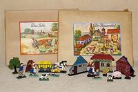 Holzspielzeug, Erzgebirge, 30er Jahre, "Das Feld", unbespielt, im orig. Karton, Teil einer Serie best. aus 6 versch. KÄsten, sammelw., ...