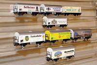 Konvolut 8 Brauerei-Werbewagen, MÄrklin, 80er Jahre, Spur HO, best. aus: 2 x Bischoff-BrÄu , 4 x Mayer BrÄu Ludwigshafen, 1 x Frankenthaler, 1 x ...