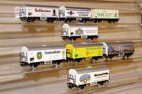 Konvolut 8 Brauerei-Werbewagen, MÄrklin, 80er Jahre, Spur HO, best. aus: 1 x Bayerische Brauerei Kauserslautern, 3 x ParkbrÄu (davon 1 x Park ...