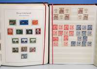 Briefmarkeneinsteckalbum, Block 1 a Dt. Post Exportmesse Hannover 1949 mit Sonderstempel v. 22.04.49, dazu Heuss postfrisch, kpl. !!, dazu 3 ...