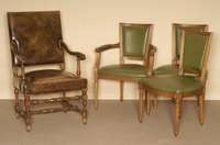 Stuhlsessel, deutsch, um 1880/90, nach althollÄndischem Stil von 1720/30, Nußbaum und Buche massiv, reiche Drechselarbeit, versprosst, stabil, ...