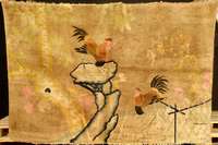 Seltener Pow Tow Antik, China, um 1900, Wolle auf Baumwolle, ca. 205 x 140 cm, SchÄtzwert: 8000.- EURO, EHZ: 2 (altersbedingt in einen sehr ...