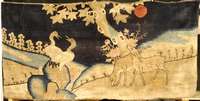 Pow Tow fein Antik, China, um 1900, Wolle a uf Baumwolle, ca. 230 x 112 cm, Schätzwert: 7500.- EURO, EHZ: 4, seltenes Querformat, sehr selten, ...