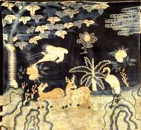 Pow Tow Antik, China, um 1900, Wolle auf Baumwolle, ca. 184 x 165 cm, Schätzwert: 8000.- EURO, EHZ: 4, gl?nzende Wolle, schön al s Wandteppich ...