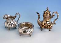 Moccakanne, 925er Silber, W. Binder, SchwÄbisch-GmÜnd, Barockstil, Deckel mit Scharnier, H ca. 17 cm, ca. 345 g