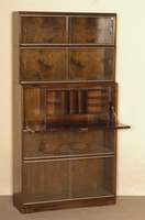 Vielzweck-BÜcherschrank, England, um 1920, System Minty Oxford, Rotholz, verglaste SchiebetÜren, mit Schreibfach, schÖnes praktisches MÖbel, ...