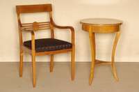 Armlehnstuhl, ArtDeco-Stil, nach altem Vorbild von 1920, Designentwurf, Kirschbaum massiv, Beine leicht konisch, RÜckenlehne verstrebt, schwarz ...