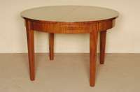 Runder Ausziehtisch, im Biedermeierstil, Mahagni massiv, Mahagonifurnier, 4 Einlegeplatten von jeweils 65 cm, Platte mit Fadenintarsien, eckige ...