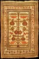 Weissgrundiger Kirgisischer Baumteppich Antik, Kirgisien, reine Pflanzenfarben, um 1900/19 10, gute alte Wolle auf Wolle, ca. 190 x 134 c m, ...