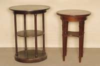 Trommel- bzw. Etagentisch, deutsch/Österreich, um 1920/25, Jugendstil, starker Einfluß der Neuen Sachlichkeit, Bugholz, auf Nußbaum gebeizt, ...