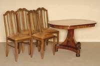 Tisch, deutsch, um 1820, Biedermeier, Platte Mahaogni massiv, Fuß und Zarge z.T. furniert, plateaufÖrmiger Fuß, in Tatzen auslaufend, Tisch ...