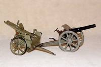 Lafetten-Wagen, fÜr Elastolin/Lineol, 30er Jahre, Blech, Vollst. nicht geprÜft, Fkt. eingeschrÄnkt, L. ca. 20 cm