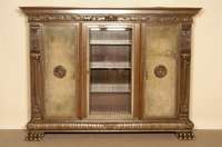 BÜcher- bzw. Vielzweckschrank, deutsch, um 1910, im florentinischen Renaissancestil, Korpus Weichholz/Hartholz, Front auf Rahmen gearbeitet, z.T. ...