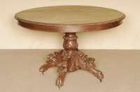 Ausziehtisch, Frankreich/Dijon, um 1880/90, Eiche massiv, Eichefurnier, SÄule in Balusterform, 4 Ausleger, diese doppelt geschweift, mit reicher ...