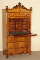 SekretÄr, deutsch, um 1860, Louis-Philippe, Korpus Weichholz, helles Birkenfurnier, auf gebogenen FÜßen, abgeschrÄgte Ecken, Lisenen gerillt, ...