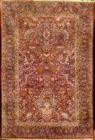 Seiden Keschan Antik, Zentralpersien, reine Pflanzenfarben, um 1900, Naturseide geknÜpft auf Baumwolle, ca. 190 x 133 cm, SchÄtzwert: 1 5000,- ...