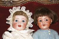 Porzellankopfpuppe, KÄmmer & Reinhard, um 1912 , 22, blaue Schlafaugen, Zunge, offener Mund , zwei ZÄhne oben, blonde EchthaarperrÜcke, ...