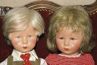 Puppe, KÄthe Kruse, Friedebald, Puppe VIII., um 1952, sog. Deutsches Kind, schmaler gestopfter StoffkÖrper, bemalter Kopf, hellblonde ...