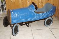 Tretauto, Bugatti, 30er Jahre, Blech, blau lackiert, L.ca.100cm, Alsterssch.