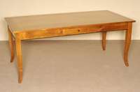 Tisch, im Biedermeierstil, Kirschbaum massiv , Kirschbaumfurnier, Platte mit Faden- und Sternintarsien, seitlich zwei Schubladen, StilmÖbel, ...