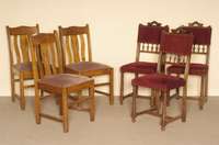 4 StÜhle, Frankreich, um 1880, Henry Deux, Nußbaum massiv, gedrechselte Beine, kanneliert und verstrebt, RÜckenlehne mit Galerie, Abschluß mit ...