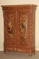 Bauernschrank, Holland, um 1860, SpÄtbiedermeier, Weichholz, auf KugelfÜßen, leicht abgerundete Ecken, 2-tÜrig mit BrezelfÜllungen, Kopfteil ...