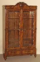 Vitrinenschrank, deutsch, um 1870, Louis -Philippe, Korpus Weichholz, Mahagonifurnier gespiegelt, unten 1 Schublade, auf Rahmen gearbeitet, ...