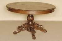 Couchtisch, Frankreich, um 1880, Eiche massiv, Zarge Weichholz, Eichefurnier, geschnitzter Fuß mit Obstdekor, Platte umlaufend geschnitzt, ...