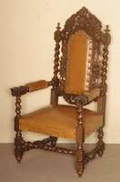 Prunksessel, Frankreich, um 1870, Eiche massiv, stark gedrechselte Beine und Hochlehne , Beine verstrebt, Lehne Abschluß mit prunkvoller ...